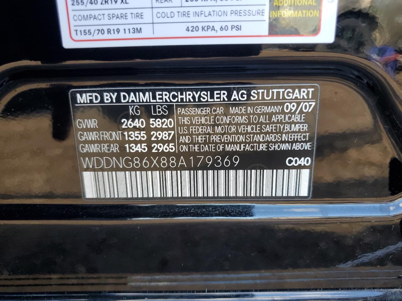 2008 Mercedes-Benz S 550 4Matic VIN: WDDNG86X88A179369 Lot: 82289895