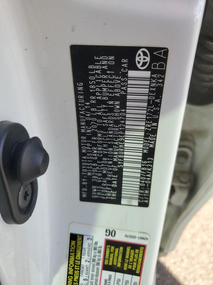 2014 Toyota Corolla VIN: 5YFBURHE9EP124704 Lot: 81972515