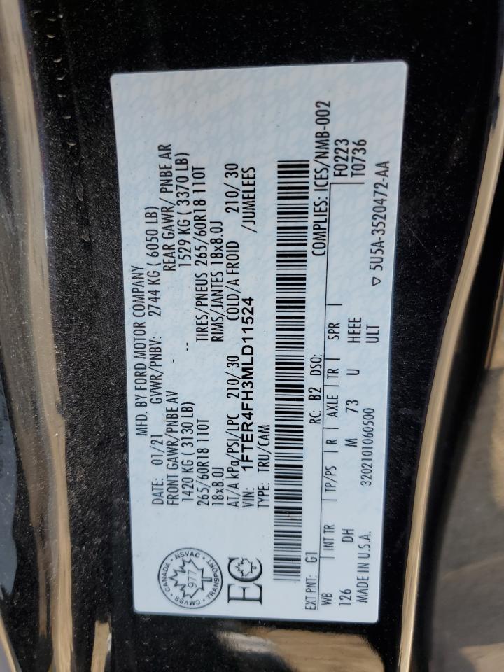 2021 Ford Ranger Xl VIN: 1FTER4FH3MLD11524 Lot: 90106135