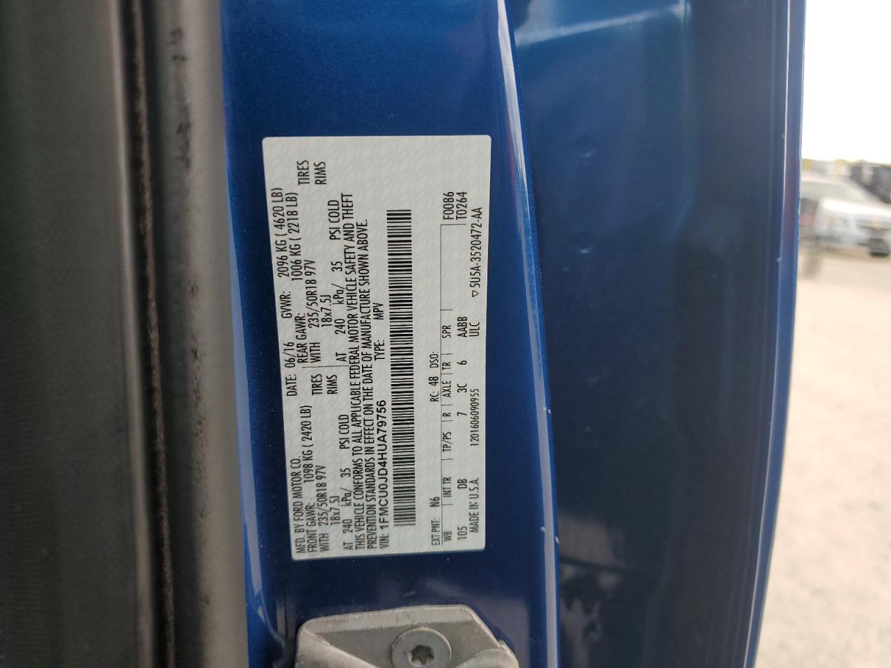 2017 Ford Escape Titanium VIN: 1FMCU0JD4HUA79756 Lot: 82219365