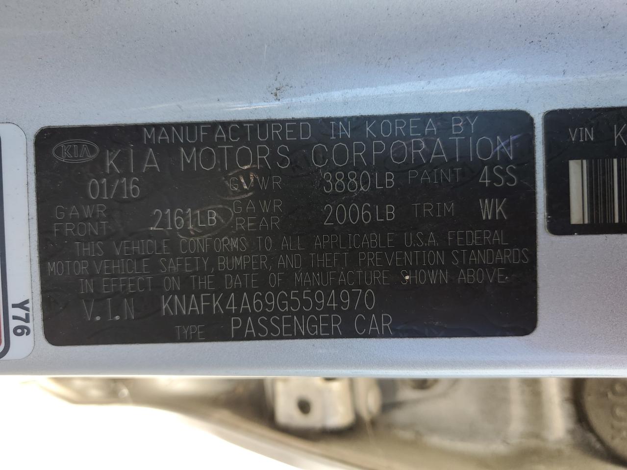 2016 Kia Forte Lx VIN: KNAFK4A69G5594970 Lot: 89681985