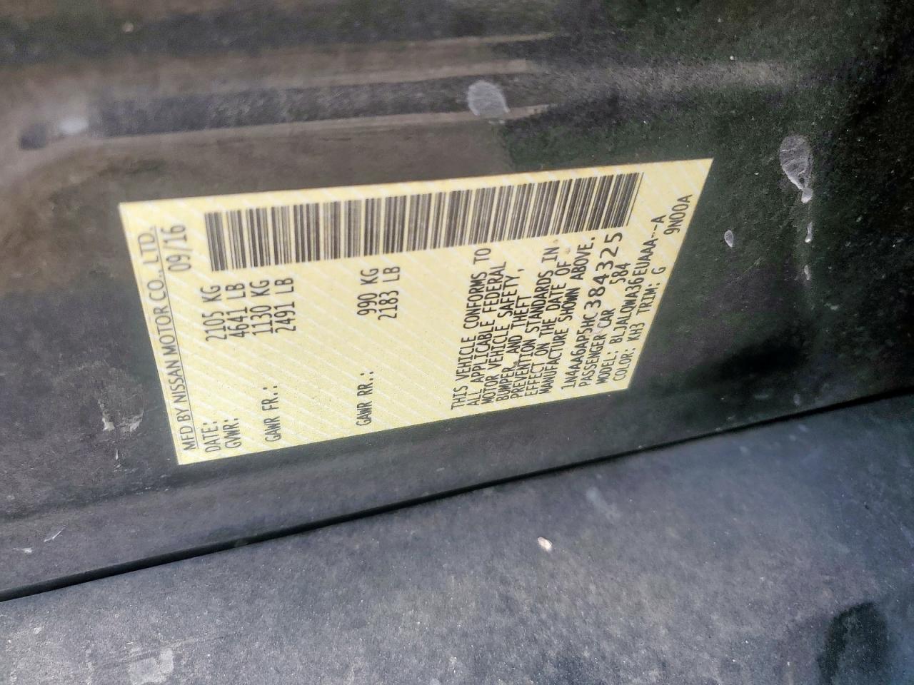 2017 Nissan Maxima 3.5S VIN: 1N4AA6AP5HC384325 Lot: 90120415