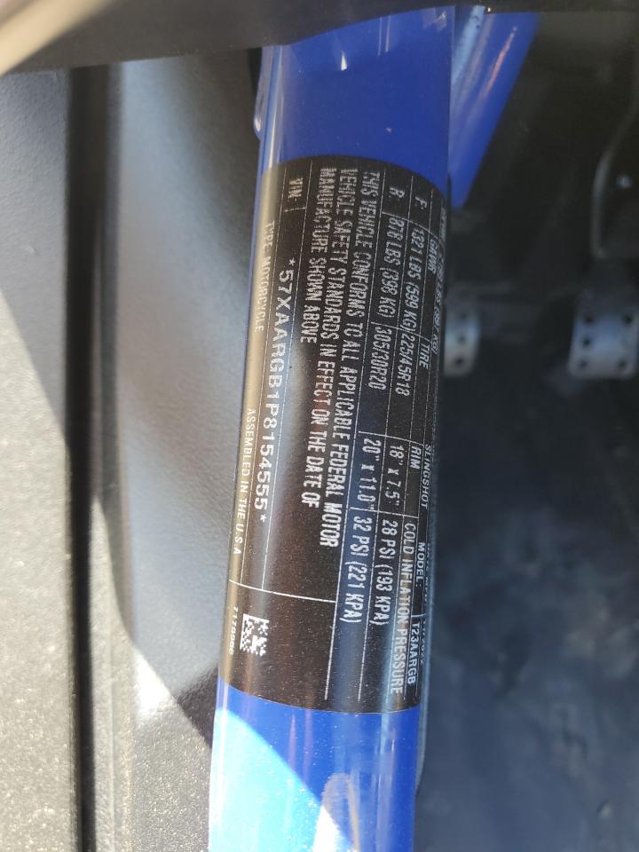 2023 Polaris Slingshot R VIN: 57XAARGB1P8154555 Lot: 90281065