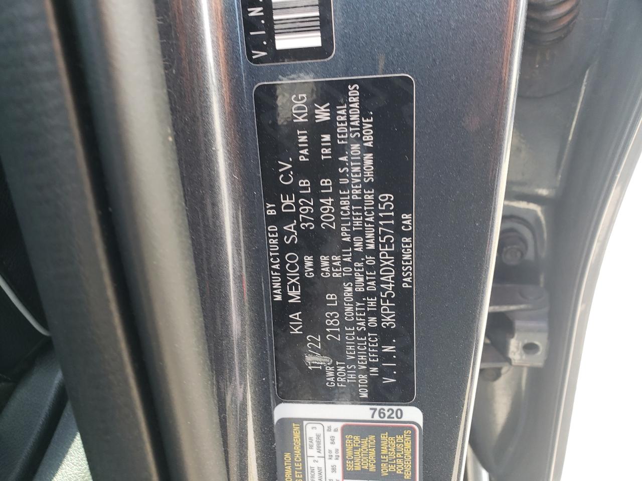 2023 Kia Forte Gt Line VIN: 3KPF54ADXPE571159 Lot: 85820445