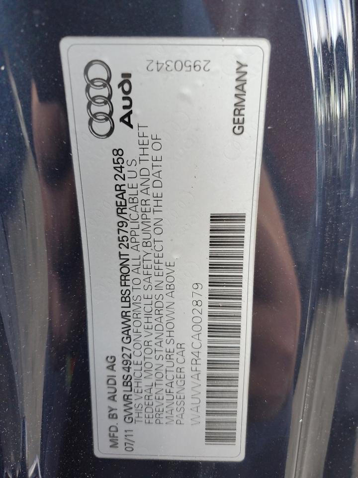 2012 Audi S5 Prestige VIN: WAUVVAFR4CA002879 Lot: 84630965