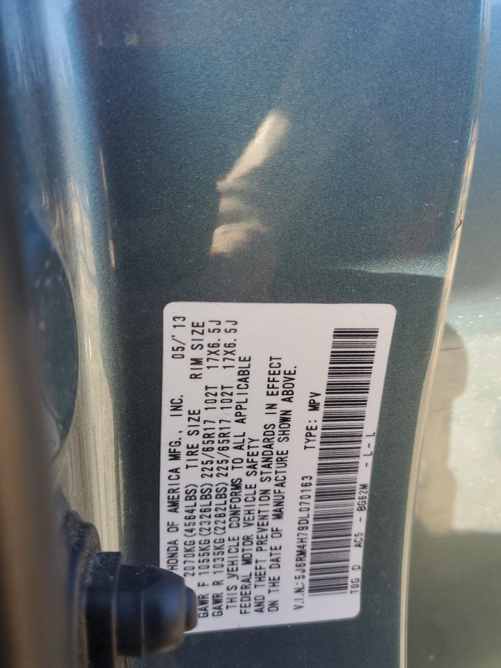 2013 Honda Cr-V Exl VIN: 5J6RM4H79DL070163 Lot: 86834545