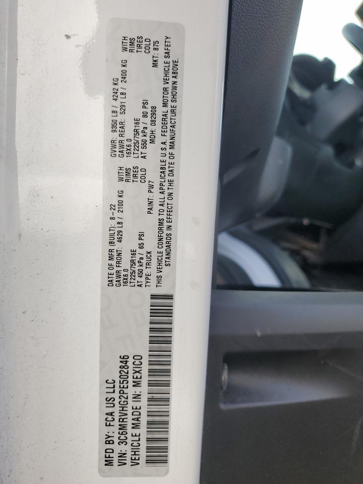 2023 Ram Promaster 3500 Delivery Van VIN: 3C6MRVHG2PE502846 Lot: 85083345