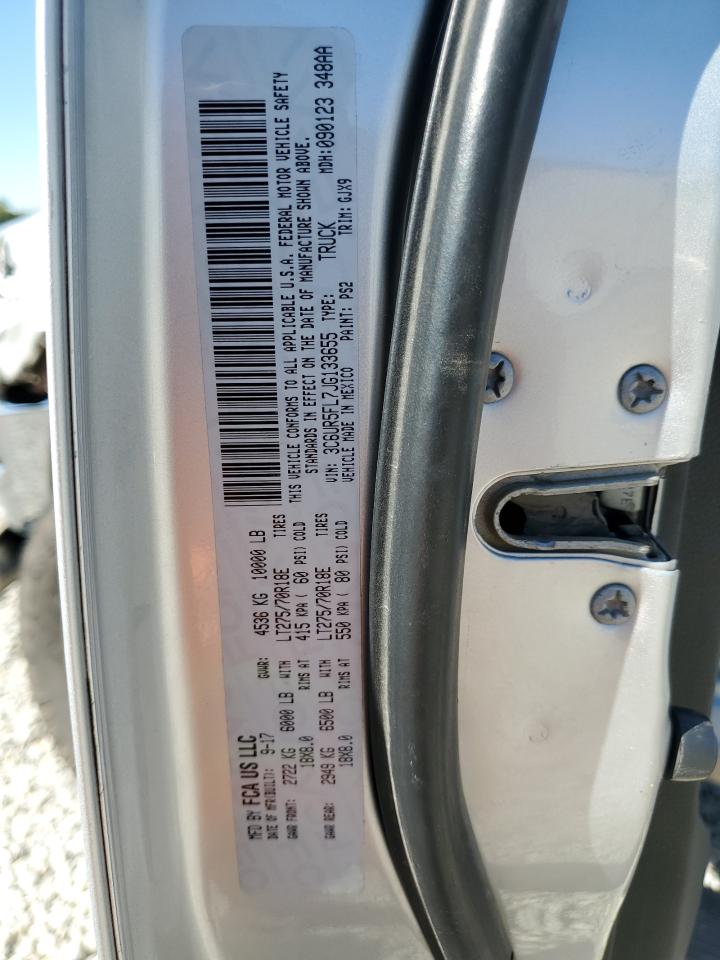 2018 Ram 2500 Laramie VIN: 3C6UR5FL7JG133655 Lot: 89566495