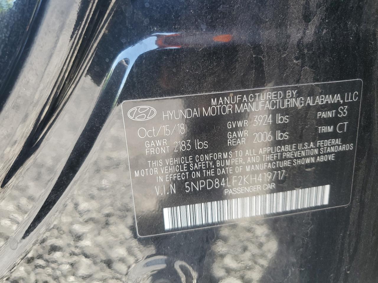 2019 Hyundai Elantra Sel VIN: 5NPD84LF2KH419717 Lot: 82409945