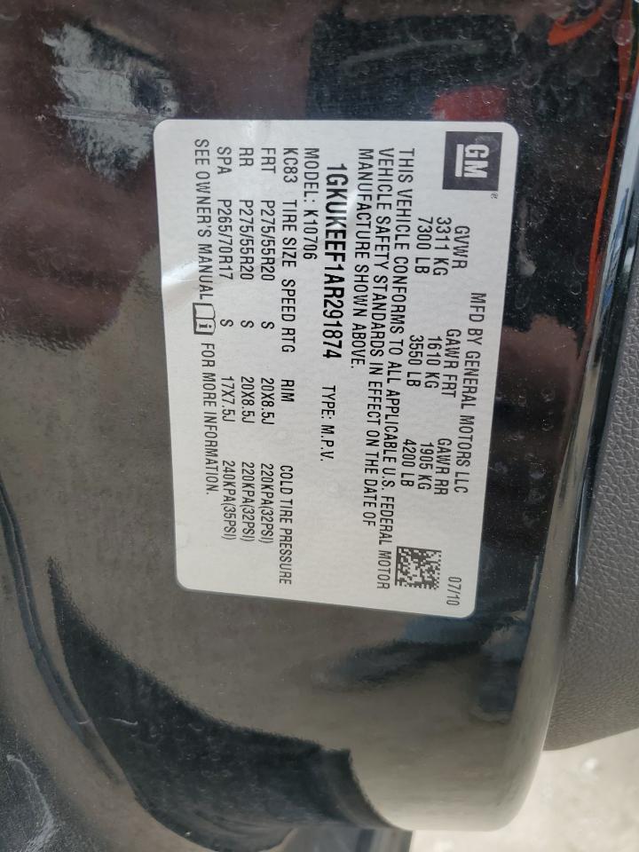 2010 GMC Yukon Denali VIN: 1GKUKEEF1AR291874 Lot: 86157545