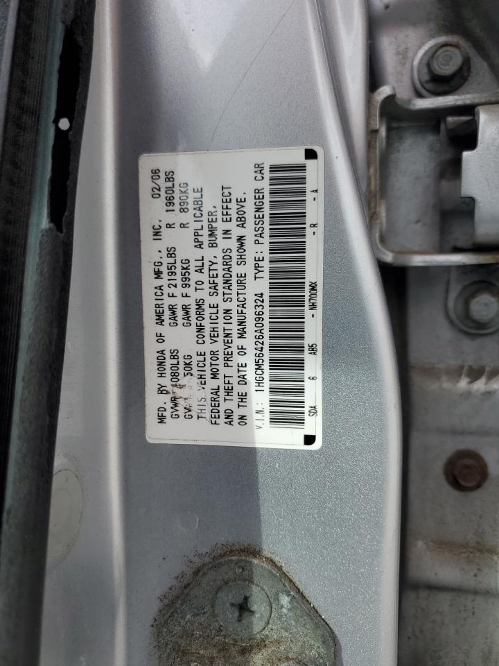 2006 Honda Accord Lx VIN: 1HGCM56426A096324 Lot: 86257525