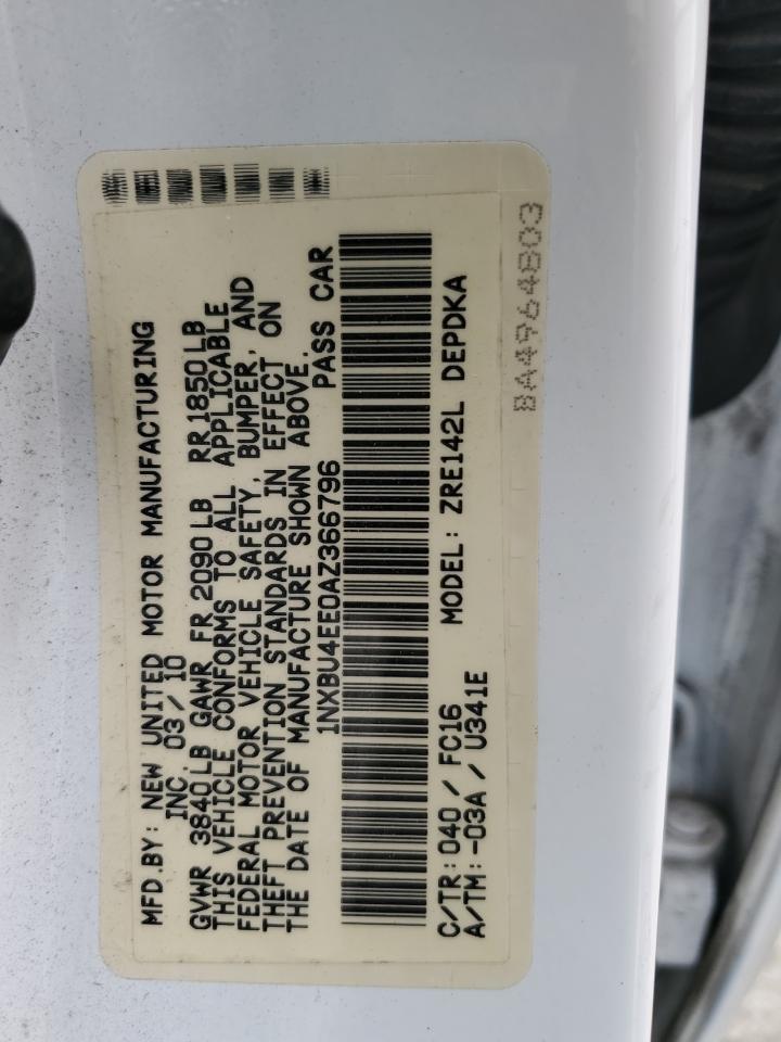 2010 Toyota Corolla Base VIN: 1NXBU4EE0AZ366796 Lot: 82233345