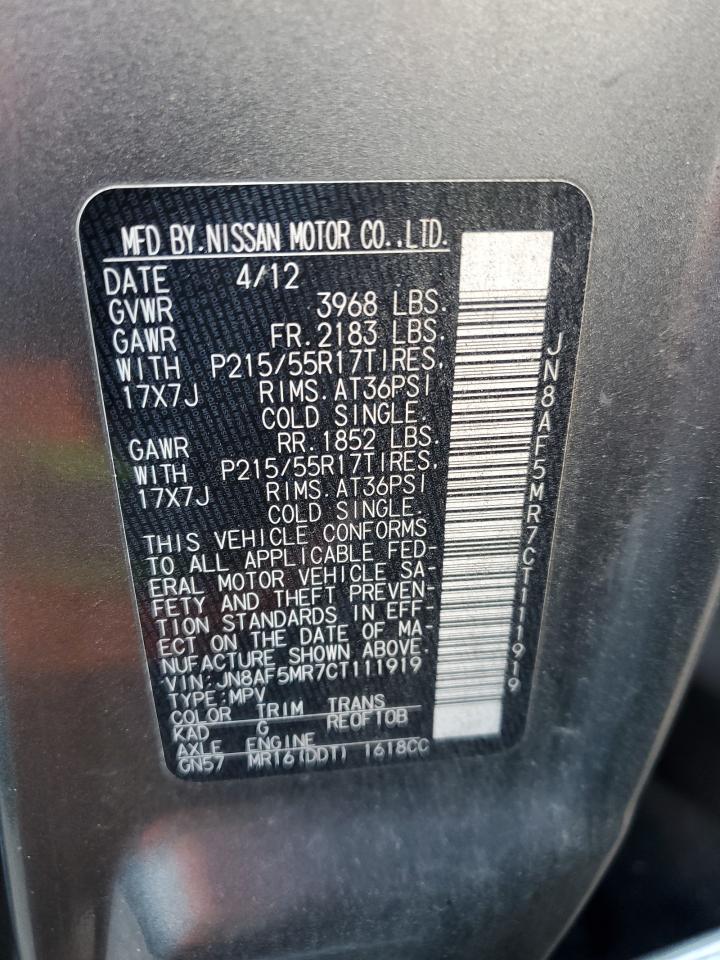 2012 Nissan Juke S VIN: JN8AF5MR7CT111919 Lot: 84861375