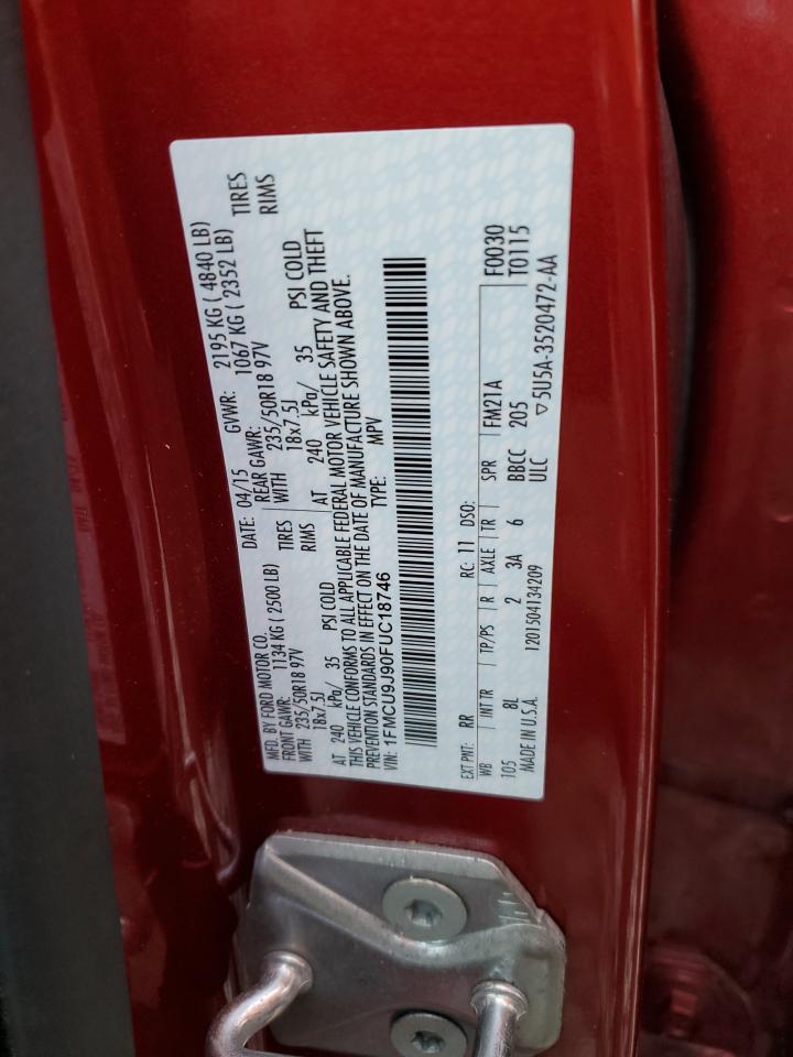 2015 Ford Escape Titanium VIN: 1FMCU9J90FUC18746 Lot: 85310845