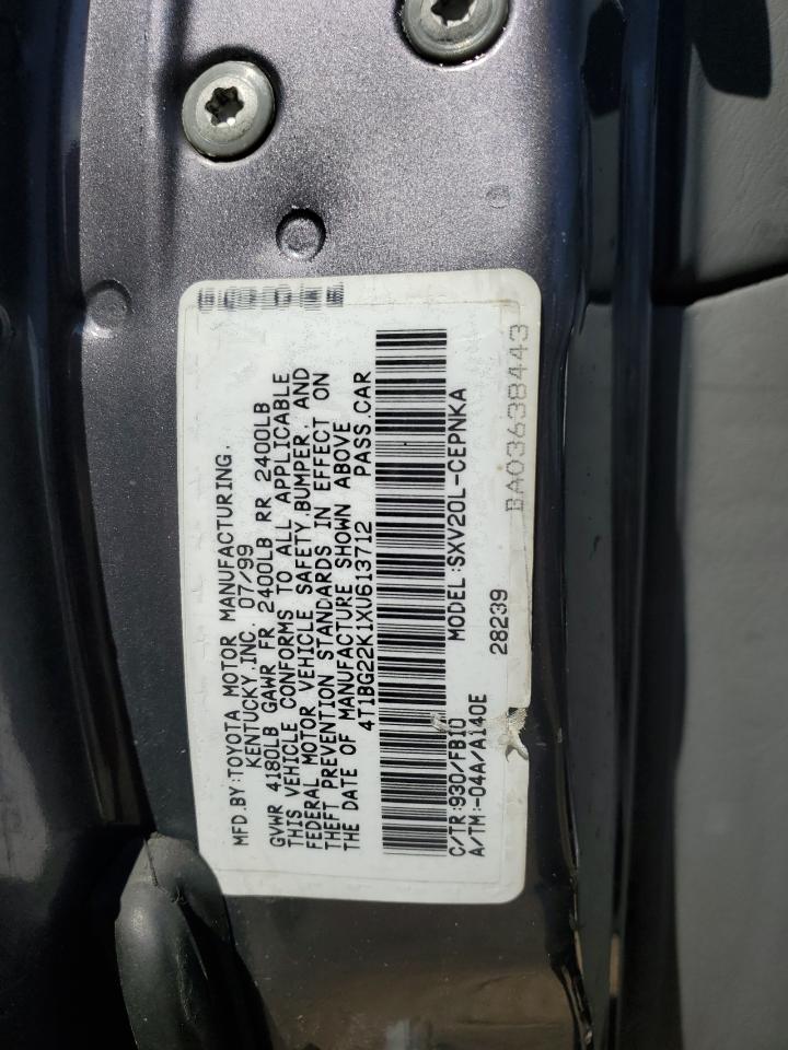 1999 Toyota Camry Ce VIN: 4T1BG22K1XU613712 Lot: 90283885