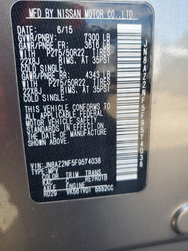 2015 Infiniti Qx80 VIN: JN8AZ2NF5F9574038 Lot: 86247825