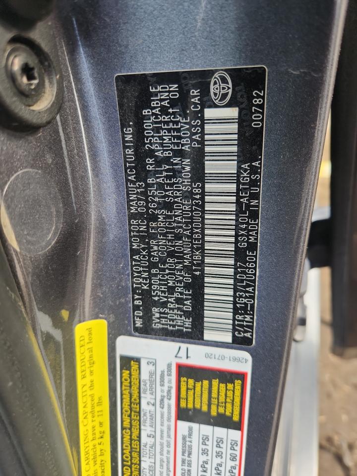 2013 Toyota Avalon Base VIN: 4T1BK1EBXDU073485 Lot: 87221305