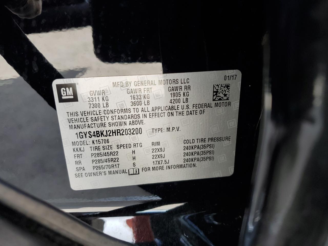 2017 Cadillac Escalade Luxury VIN: 1GYS4BKJ2HR203200 Lot: 84783515