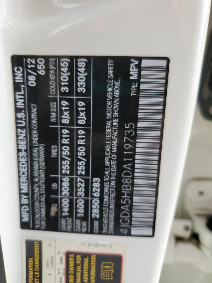 2013 Mercedes-Benz Ml 350 4Matic VIN: 4JGDA5HB8DA119735 Lot: 86124965