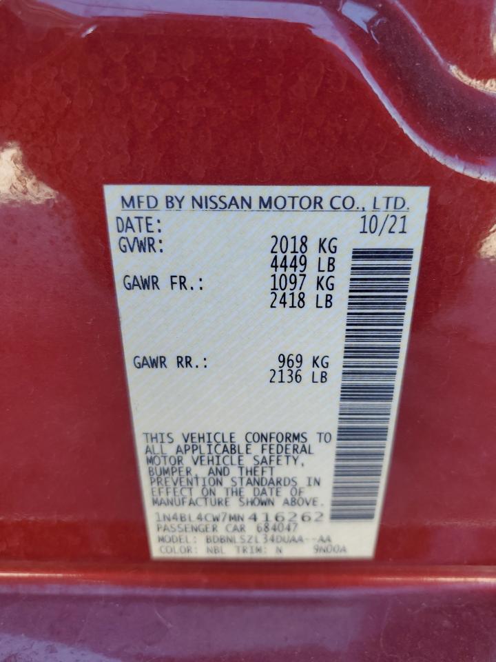 2021 Nissan Altima Sr VIN: 1N4BL4CW7MN416262 Lot: 82357845