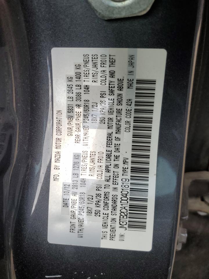 2013 Mazda Cx-9 Touring VIN: JM3TB2CA1D0401819 Lot: 85189065