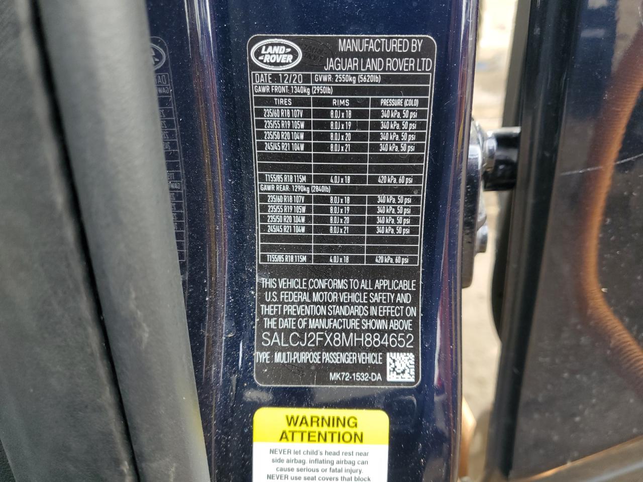 2021 Land Rover Discovery Sport S VIN: SALCJ2FX8MH884652 Lot: 90325485