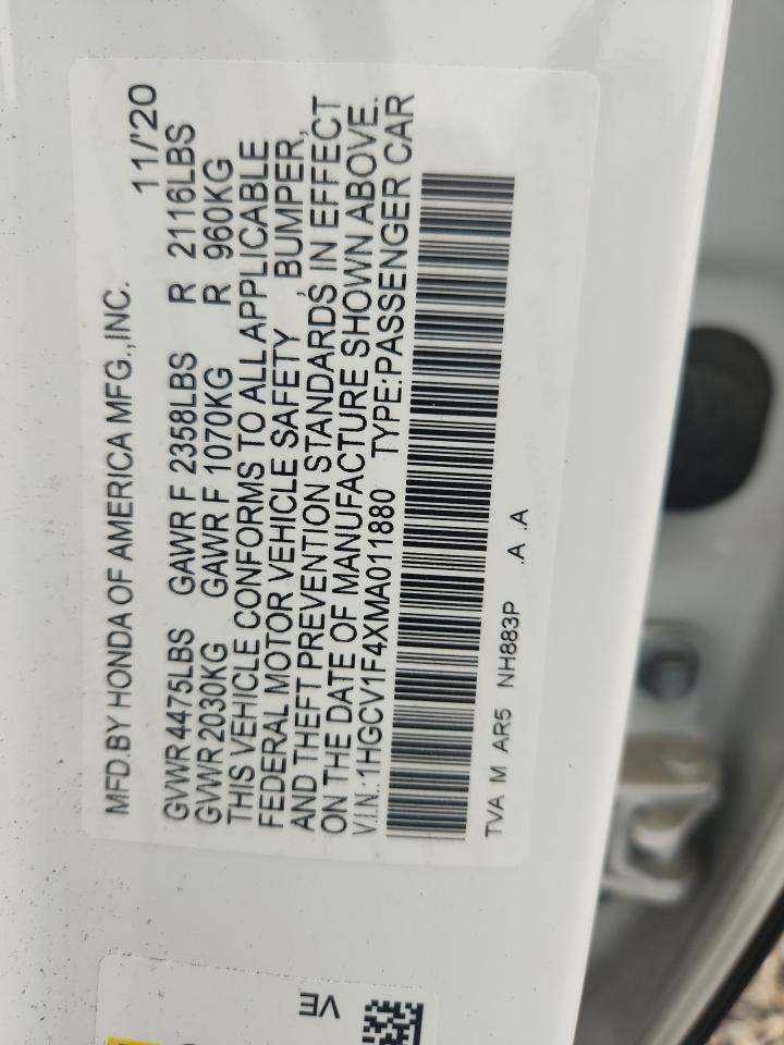 2021 Honda Accord Sport Se VIN: 1HGCV1F4XMA011880 Lot: 82264135