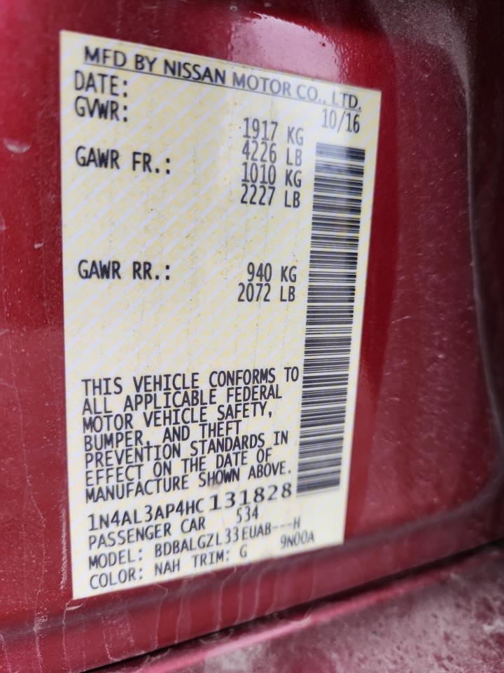 2017 Nissan Altima 2.5 VIN: 1N4AL3AP4HC131828 Lot: 85082935