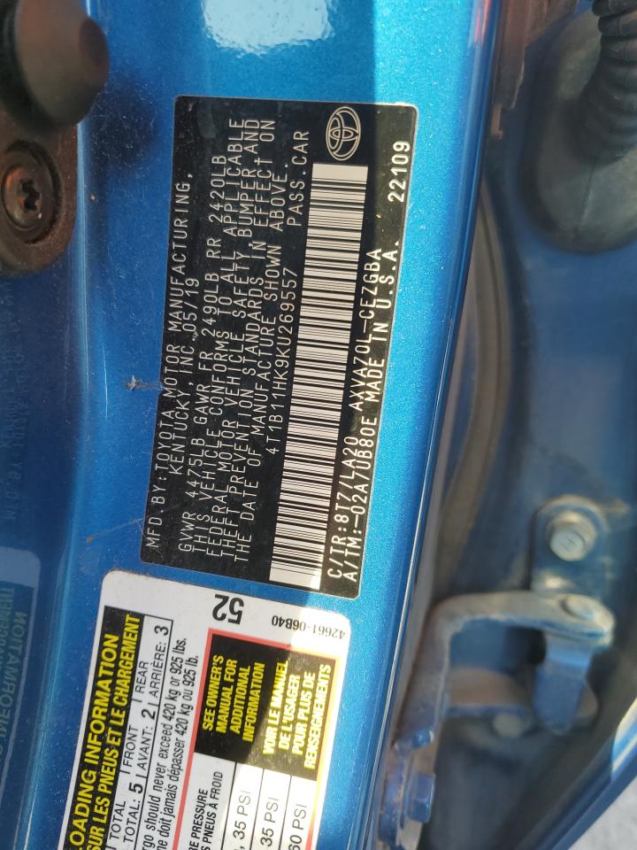 2019 Toyota Camry L VIN: 4T1B11HK9KU269557 Lot: 84584405