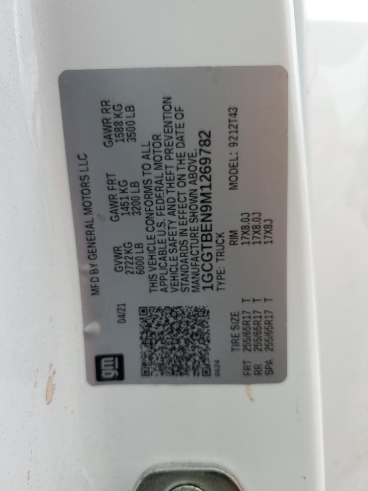 2021 Chevrolet Colorado VIN: 1GCGTBEN9M1269782 Lot: 85858255