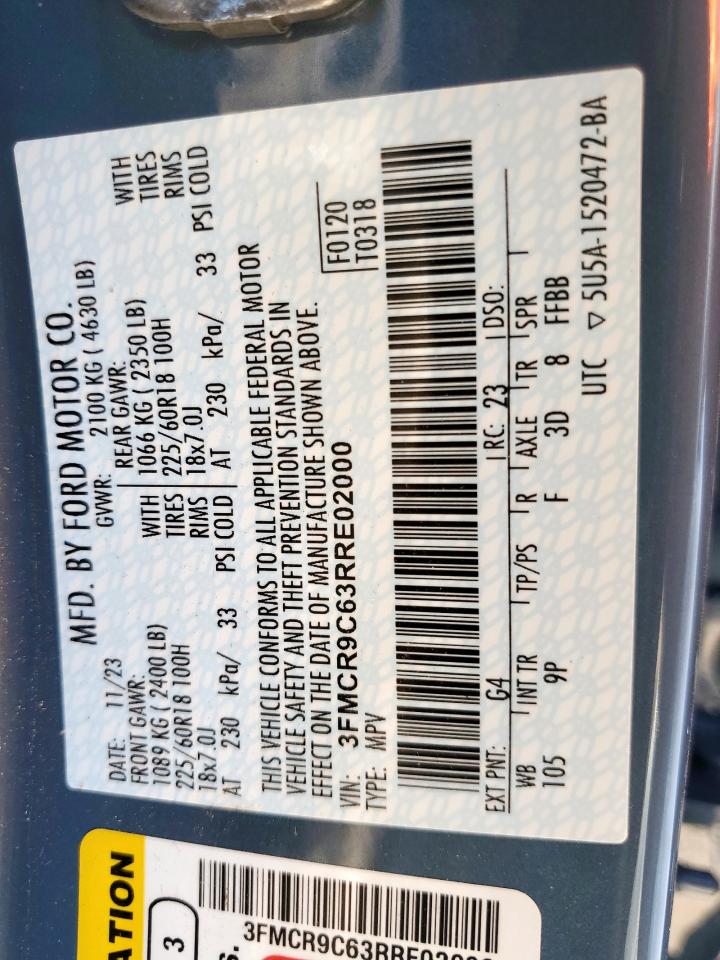 2024 Ford Bronco Sport Outer Banks VIN: 3FMCR9C63RRE02000 Lot: 84946555