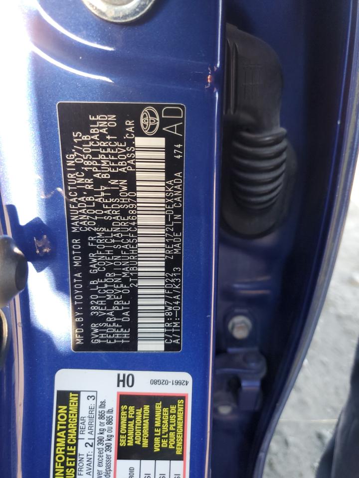 2015 Toyota Corolla L VIN: 2T1BURHE5FC468970 Lot: 85732895