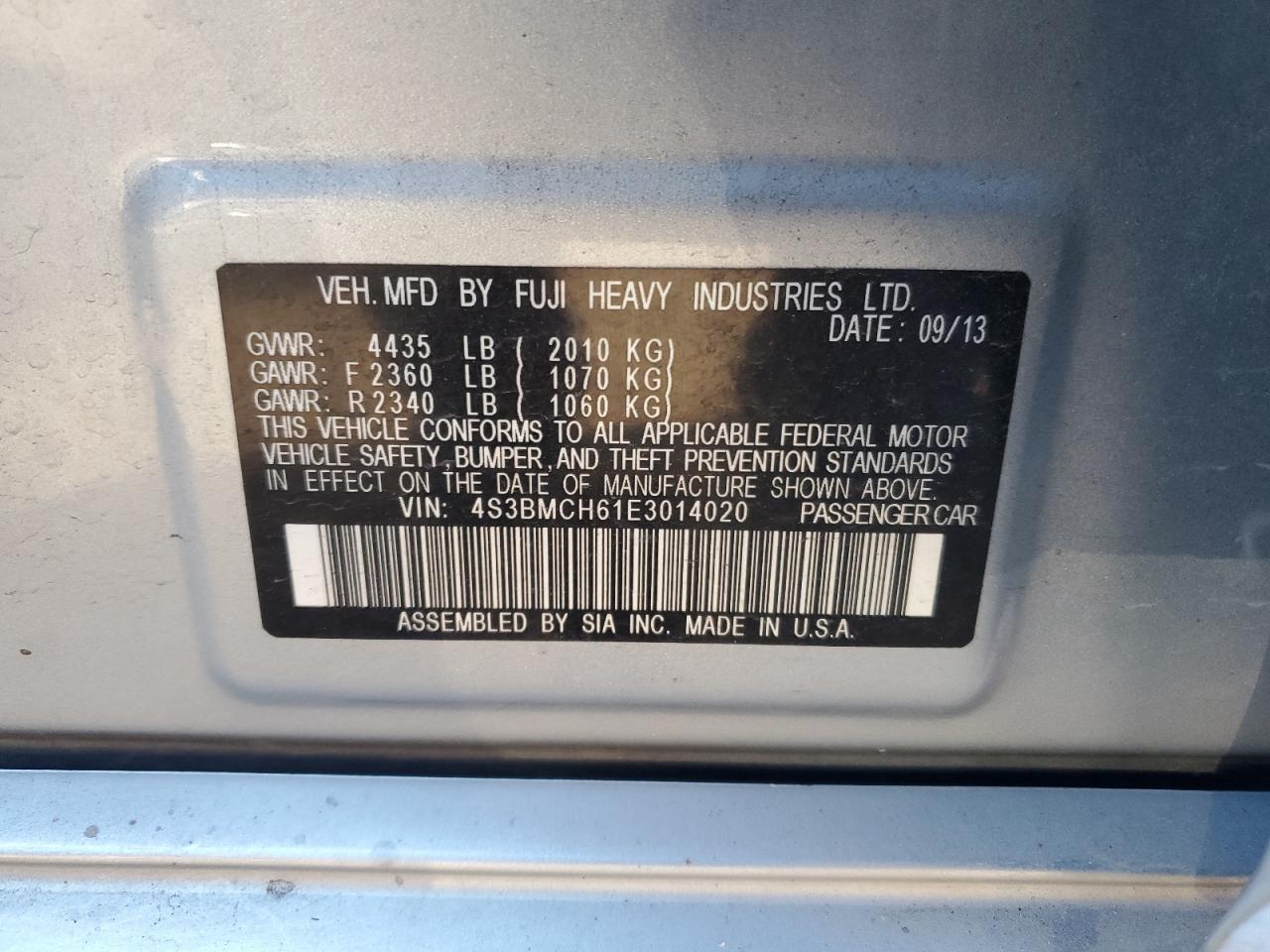 2014 Subaru Legacy 2.5I Sport VIN: 4S3BMCH61E3014020 Lot: 82434665