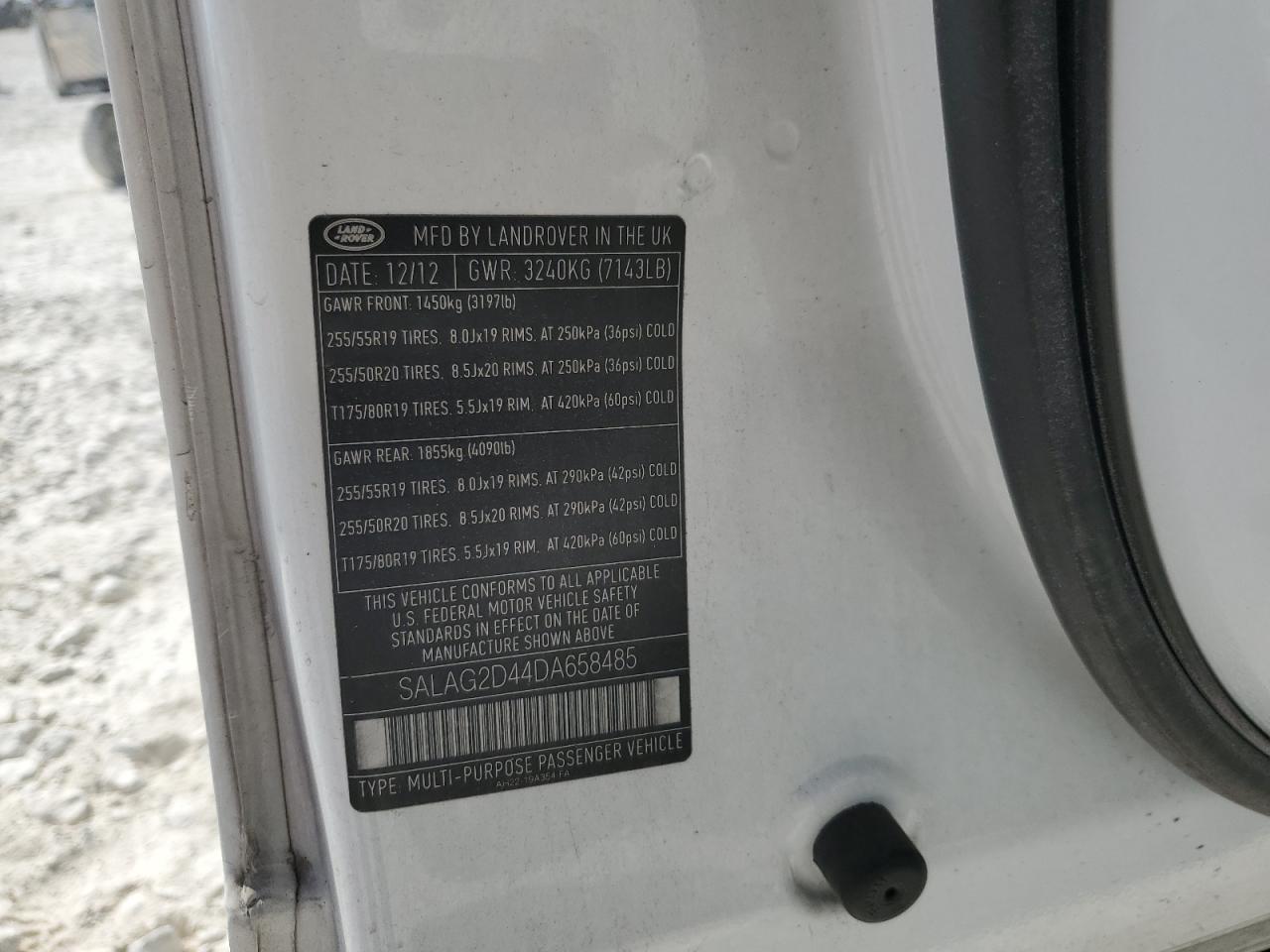 2013 Land Rover Lr4 Hse VIN: SALAG2D44DA658485 Lot: 87078715