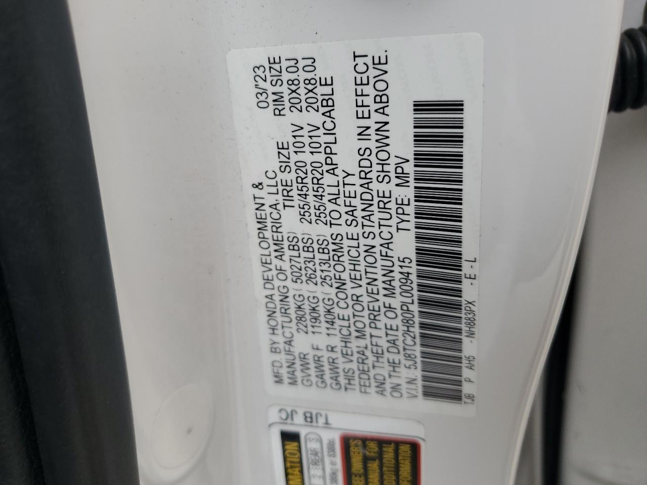 2023 Acura Rdx A-Spec Advance VIN: 5J8TC2H80PL009415 Lot: 84699735