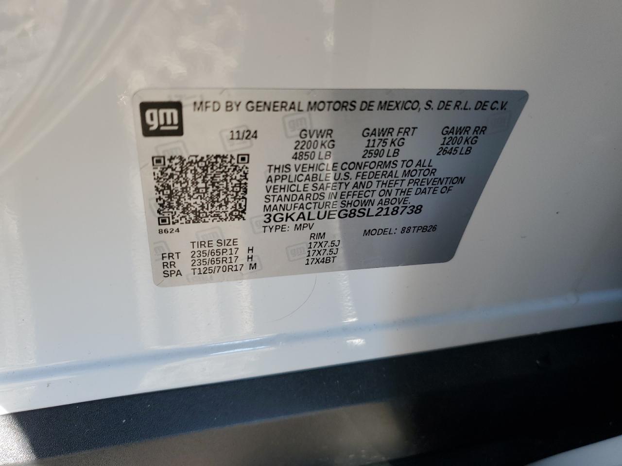 2025 GMC Terrain Elevation VIN: 3GKALUEG8SL218738 Lot: 86873105