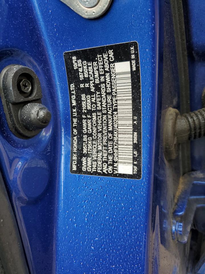 2019 Honda Civic Ex VIN: SHHFK7H64KU402824 Lot: 86473135