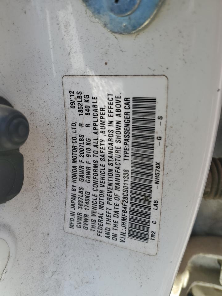 2012 Honda Civic Hybrid VIN: JHMFB4F28CS011338 Lot: 82193365