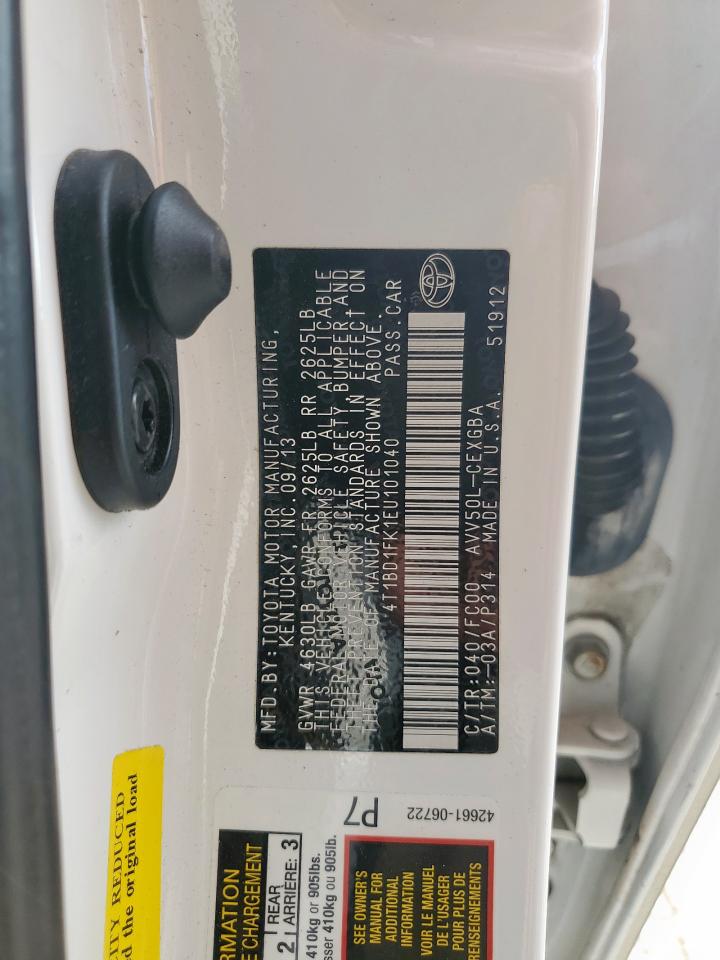 2014 Toyota Camry Hybrid VIN: 4T1BD1FK1EU101040 Lot: 85591635