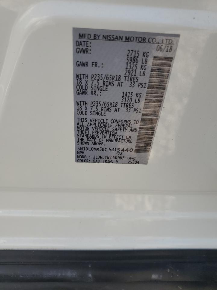 2019 Infiniti Qx60 Luxe VIN: 5N1DL0MM5KC505440 Lot: 85931725