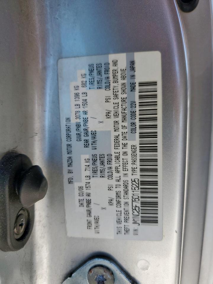 2006 Mazda Mx-5 Miata VIN: JM1NC25F760115225 Lot: 80934805