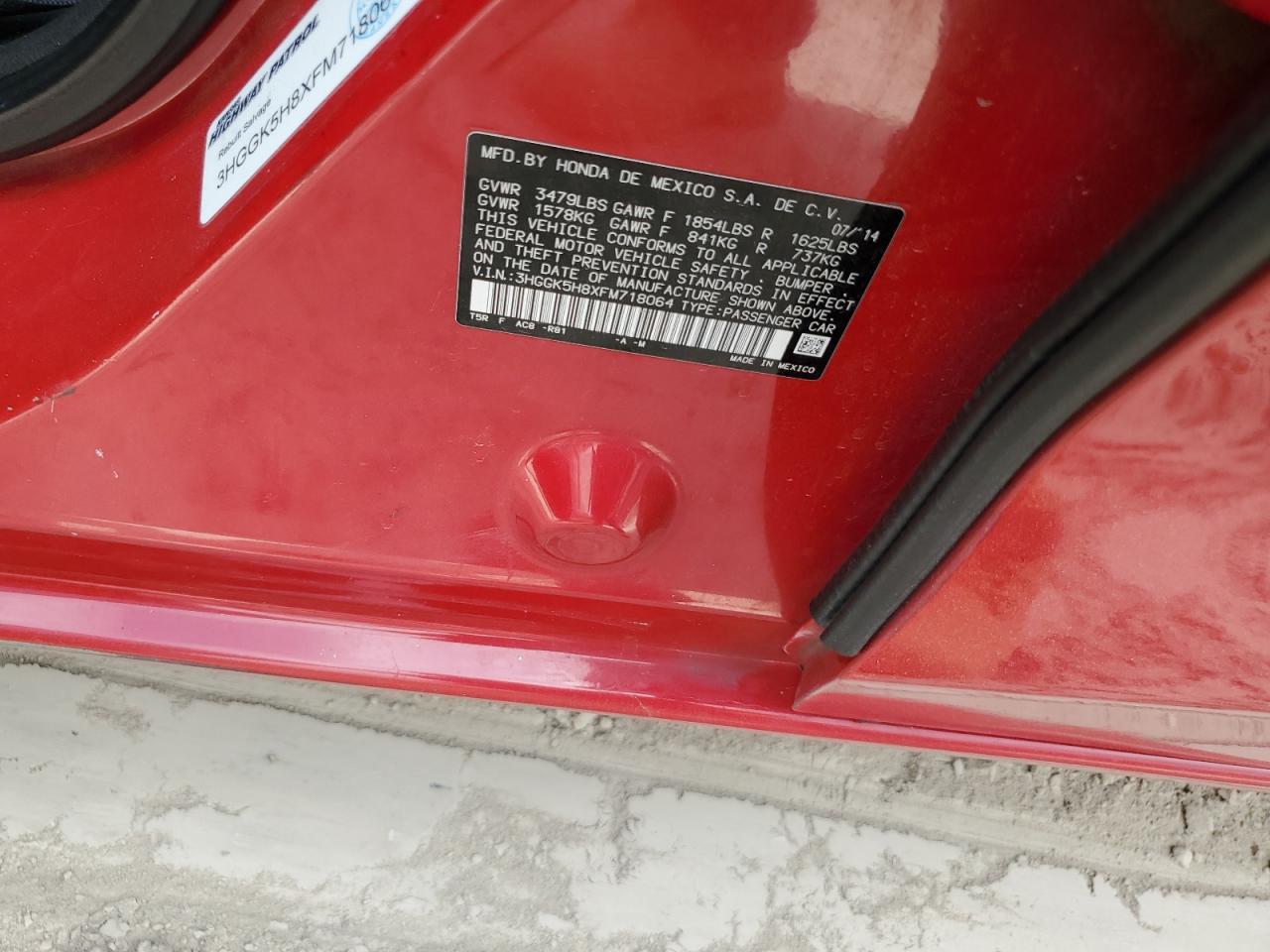 2015 Honda Fit Ex VIN: 3HGGK5H8XFM718064 Lot: 82223925