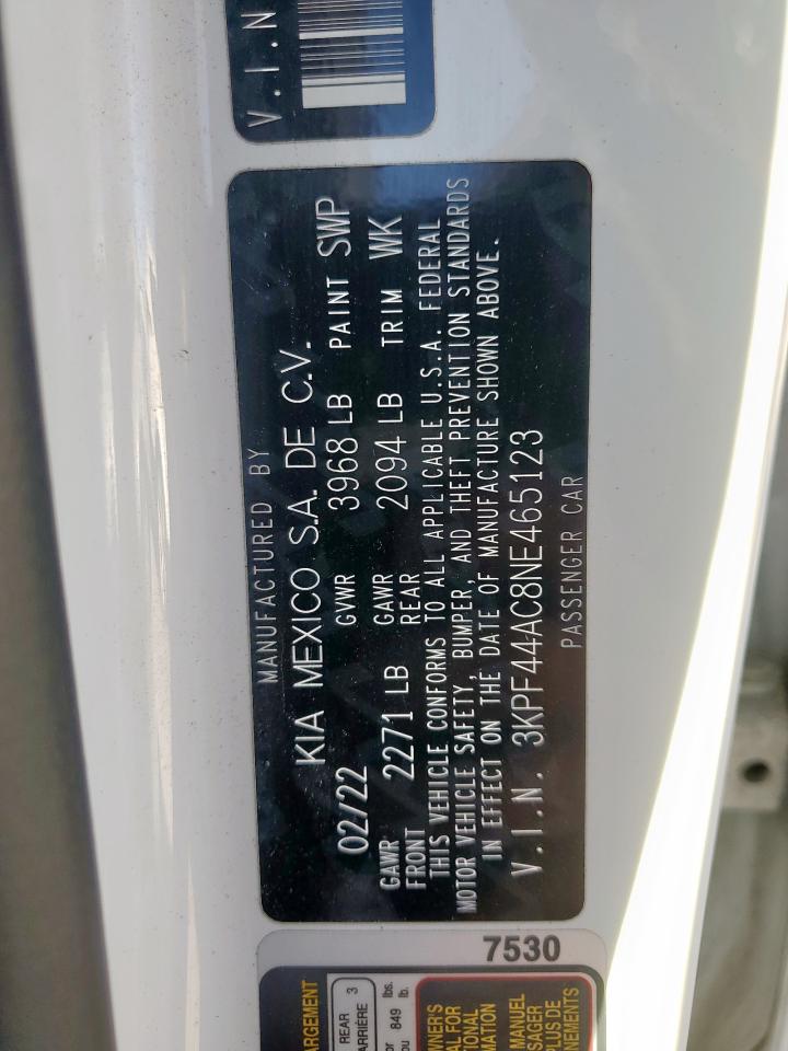 2022 Kia Forte Gt VIN: 3KPF44AC8NE465123 Lot: 90572075