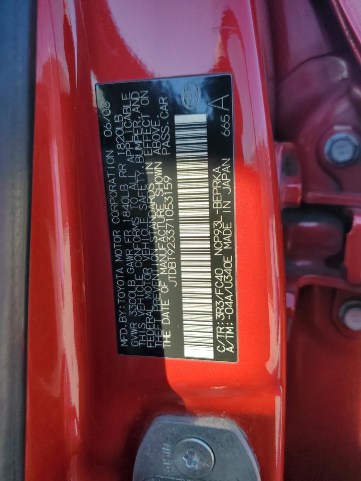 2007 Toyota Yaris VIN: JTDBT923371053159 Lot: 82227295