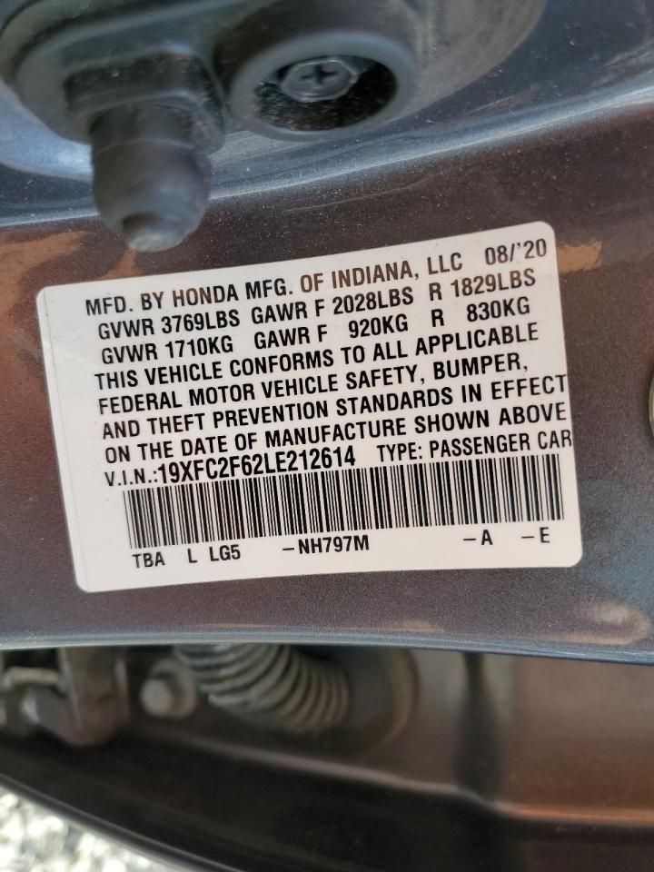 2020 Honda Civic Lx VIN: 19XFC2F62LE212614 Lot: 82445995