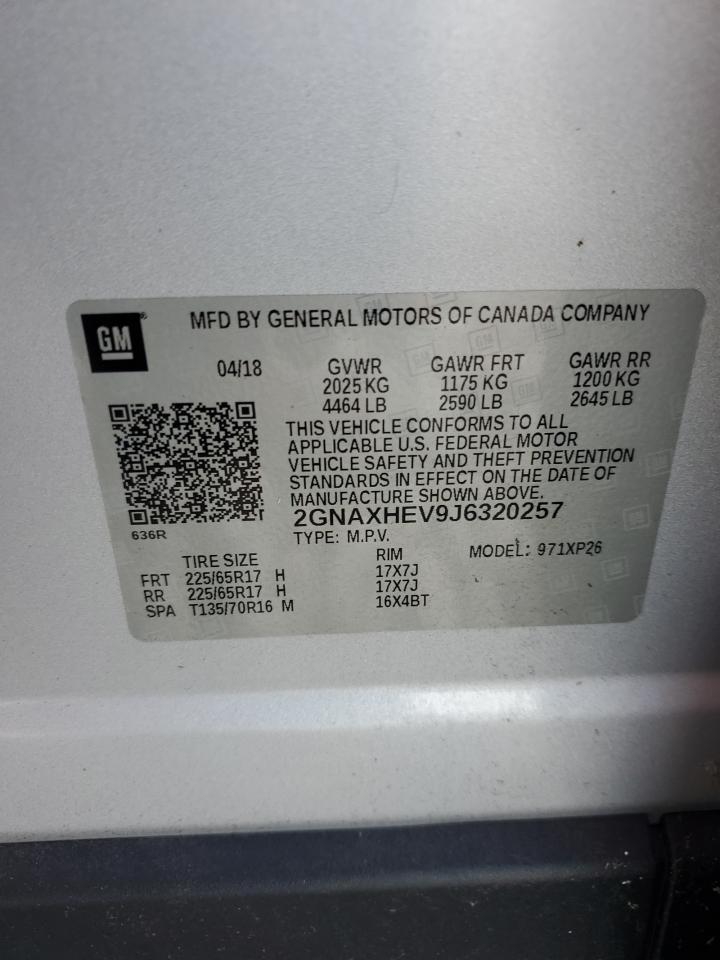 2018 Chevrolet Equinox Ls VIN: 2GNAXHEV9J6320257 Lot: 85602335