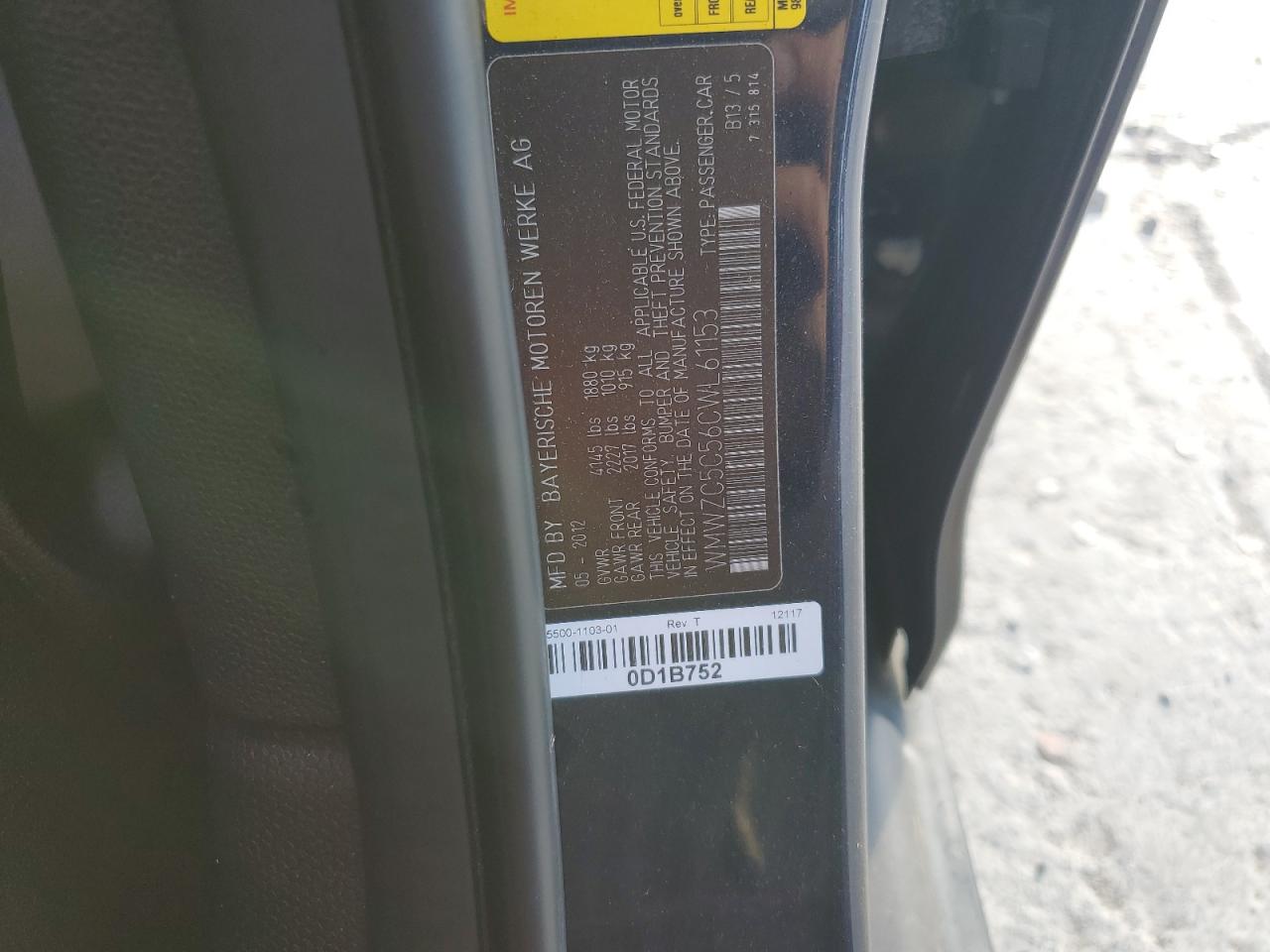 2012 Mini Cooper S Countryman VIN: WMWZC5C56CWL61153 Lot: 87060225