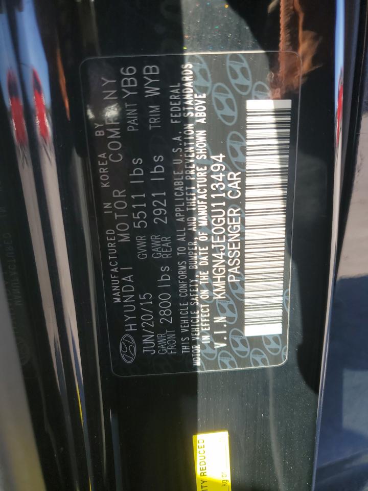 2016 Hyundai Genesis 3.8L VIN: KMHGN4JE0GU113494 Lot: 82404355