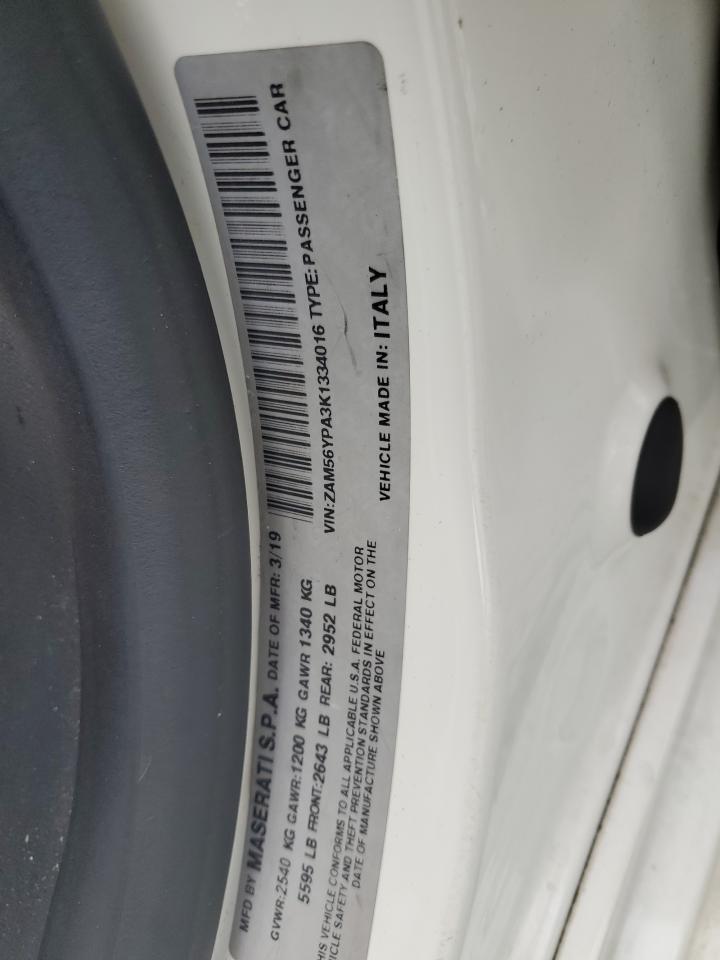 2019 Maserati Quattroporte S VIN: ZAM56YPA3K1334016 Lot: 86216355