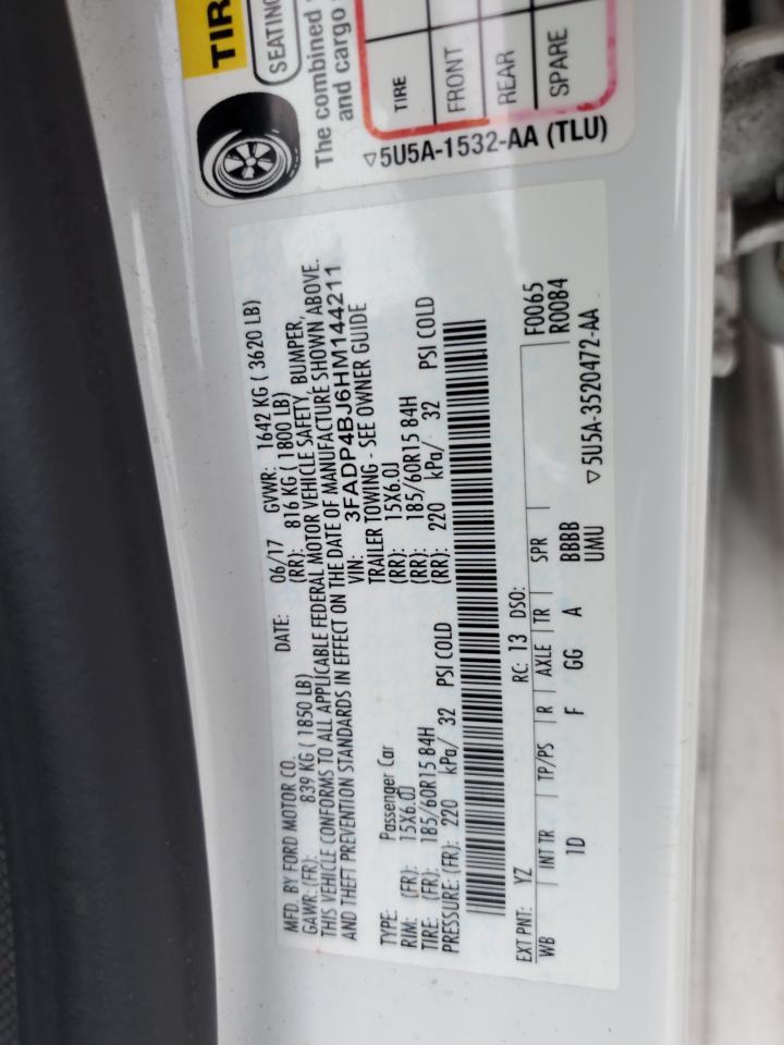 2017 Ford Fiesta Se VIN: 3FADP4BJ6HM144211 Lot: 82401885